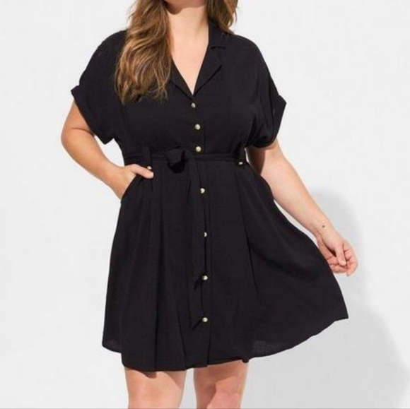 Torrid Rayon Slub Button-Front Collared Dress Size 2X - Picture 1 of 11